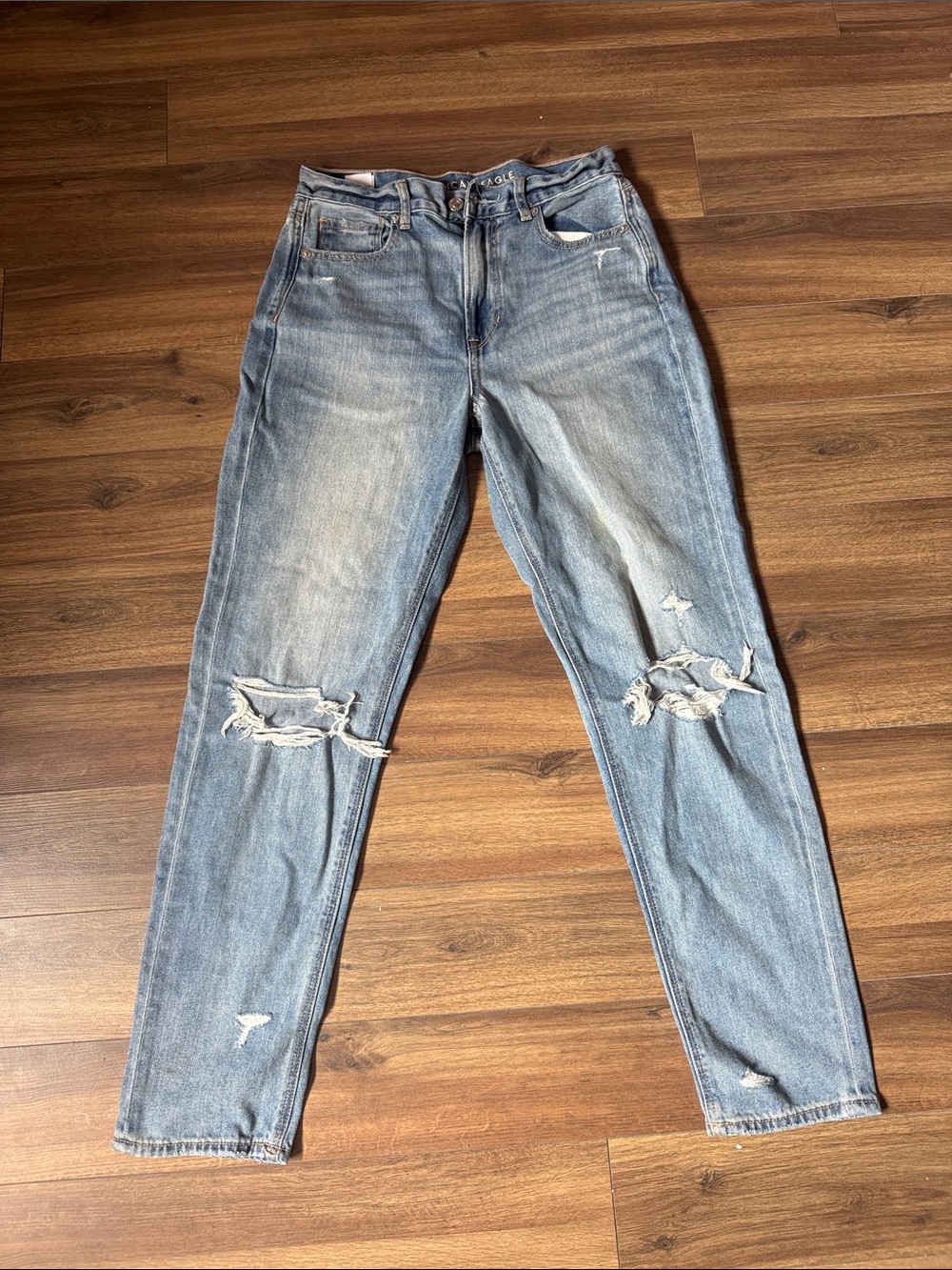 American Eagle Outfitters Women's Light Blue Mom Jeans Long